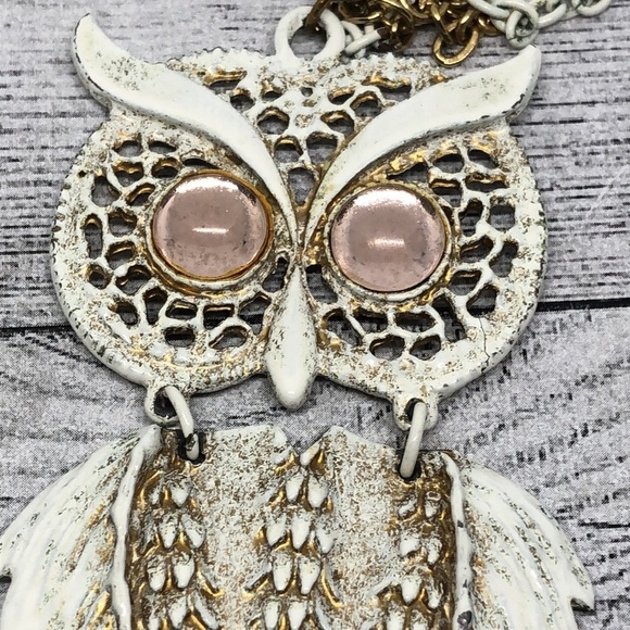 Big owl pendant double chain, necklace free bracelet boho festival statement - Picture 5 of 7